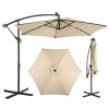 10FT Round Banana Hanging Patio Umbrella with 18 LED Lights, 6 Iron Ribs, Iron Straight & Curved Pole, Waterproof Polyester Canopy