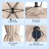 10FT Round Banana Hanging Patio Umbrella with 18 LED Lights, 6 Iron Ribs, Iron Straight & Curved Pole, Waterproof Polyester Canopy