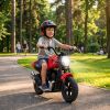 24V Kids Electric Motorcycle with 180W Motor, 12" Rubber Tires, Up to 11MPH, Twist Throttle for Ages 6-12, Red