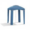 Blue Stripe 5.8ft x 5.8ft Travel Beach Umbrella with Side Walls, Air Vents, Ruffles and Carry Bag