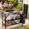 Foldable Outdoor Cook Station with Removable Shelves & Trash Bag Holder for Camping