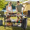 Foldable Outdoor Cook Station with Removable Shelves & Trash Bag Holder for Camping