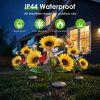 Decorative Solar Sunflower Garden Lights,4 Pack Decorative Butterfly Accent, 2 Lighting Modes, IP44 Waterproof Solar Powered Lights for Outdoor Garden
