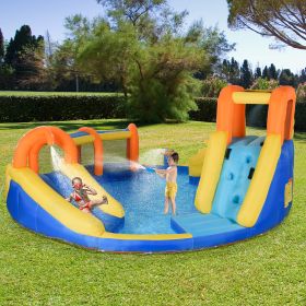6-in-1 Inflatable Water Slide Kids Bounce House Jumping Castle Includes Slide Basket Pool Climbing Wall Tunnel