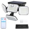 2 Pack Solar Powered Wall Lights Ip44 Waterproof Motion Sensor Lights With 4 Adjustable Heads 333Pcs Led Beads 120° Sensing Angle Remote Control For Y