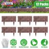 12Pcs Stone Fence Edging Panels, Imitation Stone Pp Garden Border With Rotatable Connectors, Easy Snap Assembly Adjustable Angle For Garden Yard Lawn