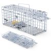 2Pcs Foldable Rat Trap Cage Humane Live Rodent Trap Cage Galvanized Iron Mice Mouse Control Bait Catch With Detachable L Shaped Rod For Kitchen Garden