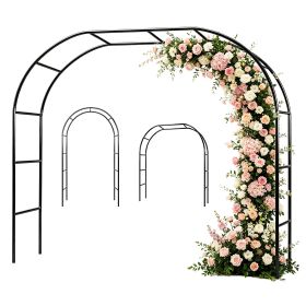 7.87Ft H X 4.59Ft W Adjustable Metal Garden Arch Diy Outdoor Trellis For Climbing Plants Wedding Arch Decoration Iron Arbor For Backyard Garden Entran