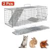 2Pcs 24X7.48X8.27In Folding Humane Live Animal Trap Cages Easy To Catch And Release Foldable Cat Trap Galvanized Steel For Small Cats Squirrels Rabbit