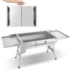 Foldable Charcoal Grill Portable Bbq Grill With Storage Shelf, Carry Handle, Air Vent Design, Chrome-Plated Grill Grate, 10 Skewers, Outdoor Barbecue