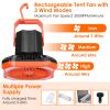 Portable Camping Lantern Fan 10000Mah Battery Powered Hanging Fan Usb Rechargeable Tent Fan With 4 Light Modes 3 Wind Modes Emergency Power Bank Remot