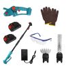 Pole Mini Hedge Trimmer & Grass Shear Electric Cordless Handheld Hedge Trimmer With 90° Rotatable Head Telescopic Extension Pole Gloves Goggles 2Pcs 2