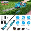 Pole Mini Hedge Trimmer & Grass Shear Electric Cordless Handheld Hedge Trimmer With 90° Rotatable Head Telescopic Extension Pole Gloves Goggles 2Pcs 2