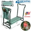 Foldable Garden Kneeler Seat W/ Kneeling Soft Cushion Pad Tools Pouch Portable Gardener Kneeling Bench Stool