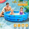 51X13” Inflatable Swimming Pool Blow Up Family Pool For 3 Kids Foldable Swim Ball Pool Center W/ 4 Valves Bottom Water Drain Plug For Indoor Backyard