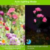 2Pcs Solar Powered Lights Outdoor Rose Flower Led Decorative Lamp Water Resistant Pathway Stake Lights For Garden Patio Yard Walkway