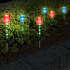 2Pcs Solar Powered Tulip Garden Light Wind Mill Waterproof Landscape Stake Lamp Decorative Lawn Lights For Yard Driveway Walkway Patio