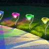 4Pcs Solar Garden Light Outdoor Diamond Led Light 7-Color Changing Ip65 Waterproof Pathway Stake Decorative Lamp For Garden Patio Yard Walkway