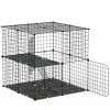 2Tier Cat Cage Playpen Indoor Pet Enclosures Kitten Kennel House Detachable Cat Crate With Climbing Ladder 2 Doors For 1-2 Cats For Ferret Squirrel Sm