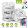 4Pcs Submersible Rgb Led Lights Ip68 Waterproof Underwater Color Changing Lamps Remote Control Battery Operated Floral Light For Vase Fountain Aquariu