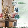 4.5Ft Flocked Christmas Tree With Pot 150 Pre-Lit Warm White Led Lights 19 Pine Cone Decorations Potted Artificial Christmas Tree For Bedroom Living R