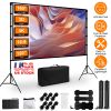 120Inch Projector Screen With Stand 16:9 4K Hd Rear Front Wrinkle-Free Portable And Foldable Movie Screen With Carry Bag For Indoor Outdoor Home Theat