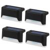 4Pcs Solar Powered Led Step Lights Outdoor Ip55 Waterproof Dusk To Dawn Sensor Fence Lamps For Stairs Yard Railing