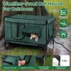 Waterproof Heated Cat House Outdoor Weatherproof Insulated Kitty Shelter Feral Cat Heating Bed With Heating Pad Anti-Chew Cord 2 Doors 3 Windows For I