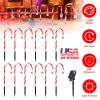Solar Christmas Candy Cane Lights With 12 Candies 72Leds Outdoor Christmas Decorations Ip44 Waterproof Flickering Pathway Markers String Lights With 8
