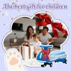 12V Kids Electric Wiggle Ride On Car, 2-In-1 Battery Powered Twist Car With Wireless Music, Controllable Led Lights & Flashing Pu Wheels, Stable Frame