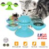 Windmill Cat Toy Turntable Interactive Teasing Pet Toy Wall Mount Turning Tickle Scratch Hair Brush Cat Toy With Catnip Light Ball