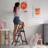 3-Step Foldable Ladder With Wide Anti-Slip Pedal Safety Locking Design Soft Handgrip Portable Lightweight Folding Step Stool 330Lbs Load Capacity For