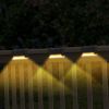 4Pcs Solar Powered Led Step Lights Outdoor Ip55 Waterproof Dusk To Dawn Sensor Fence Lamps For Stairs Yard Railing