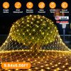 9.84X6.56Ft 192Led Solar Christmas Net Lights Outdoor Bush Lights Dimmable Ip44 Waterproof With 8 Modes Remote Timer Memory Function For Holiday Party