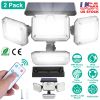 2 Pack Solar Powered Wall Lights Ip44 Waterproof Motion Sensor Lights With 4 Adjustable Heads 333Pcs Led Beads 120° Sensing Angle Remote Control For Y