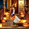 Porch Goose Halloween Costume For 23" Goose Statue Pumpkin Bandana & Cowboy Hat Halloween Yard Decor