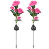 2Pcs Solar Powered Lights Outdoor Rose Flower Led Decorative Lamp Water Resistant Pathway Stake Lights For Garden Patio Yard Walkway
