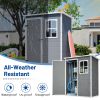 5X3Ft Resin Outdoor Storage Shed With Floor Lockable Garden Shed With Window Sloped Roof Weather-Resistant Tool Shed For Garden Tools, Pet House And B