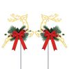 2Pcs Christmas Lighted Reindeer Decoration Led Pathway Stake Lights Battery Powered For Outdoor Garden Lawn Porch Front Door Patio Holiday Decor