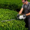 20In Cordless Hedge Trimmer 21V Handheld Bush Trimmer Electric Grass Shrub Trimmer With Dual-Action Blades 0.6In Cutting Diameter Safety Lock Adjustab