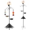 94Inch Squirrel Proof Bird Feeder Pole Heavy-Duty Bird House Pole  Outdoor Bird Feeding Station With 5 Adjustable Heights 4 Shepherd Hooks Top & Side