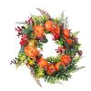 17.71In Autumn Wreath With Pumpkin Mixed Leaves Berries Flowers Fall Decoration For Indoor Outdoor Window Wall Front Door In Halloween Thanks Giving D