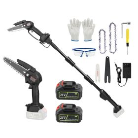 2-In-1 Cordless Pole Saw & Mini Chainsaw Electric Mini Chainsaw Length Adjustable Cordless Chain Saw With 2Pcs 3000Mah Batteries 4In/6In Chains For Tr