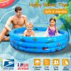 51X13” Inflatable Swimming Pool Blow Up Family Pool For 3 Kids Foldable Swim Ball Pool Center W/ 4 Valves Bottom Water Drain Plug For Indoor Backyard