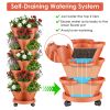 7 Tier Stackable Vertical Planter With Wheels Strawberry Planter Tower Space Saving Garden Planter With Drainage System Rolling Herb Flower Vegetable