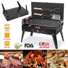 17.32X10.63X2.56In Portable Charcoal Grill Foldable Bbq Suitcase Grill Shelf For Outdoor Camping Picnics Garden Grilling