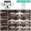 2 Pack Solar Powered Wall Lights Ip44 Waterproof Motion Sensor Lights With 4 Adjustable Heads 333Pcs Led Beads 120° Sensing Angle Remote Control For Y