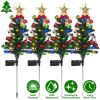 4Packs Solar Christmas Tree Lights Xmas Garden Decorations Tree Stake Lamp 20Leds Solar Decor Light With Constant And Flashing Mode For Pathway Yard P