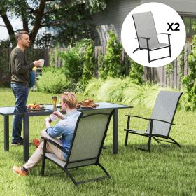Set of 2 Outdoor Dining Chairs with High Back, Armrests, Folding Patio Chairs for Patio, Lawn, Camping, Gray