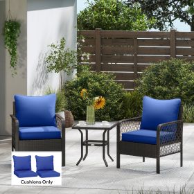 Patio Chair Cushions Set of 2 with Seat & Backrest, Fade Resistant Seat Replacement Cushion Set, Navy Blue